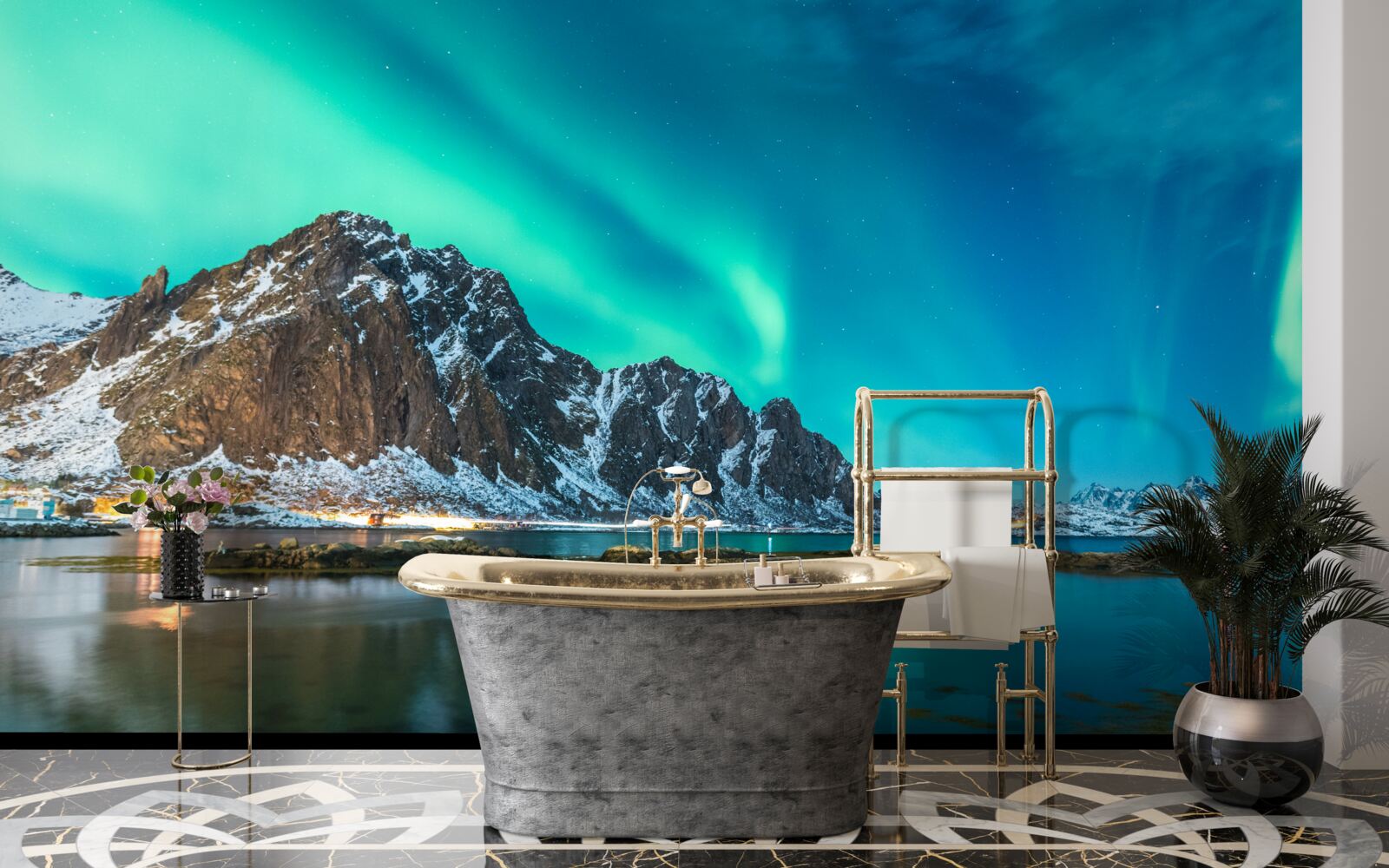 Papier peint aurore boréale sur le sommet