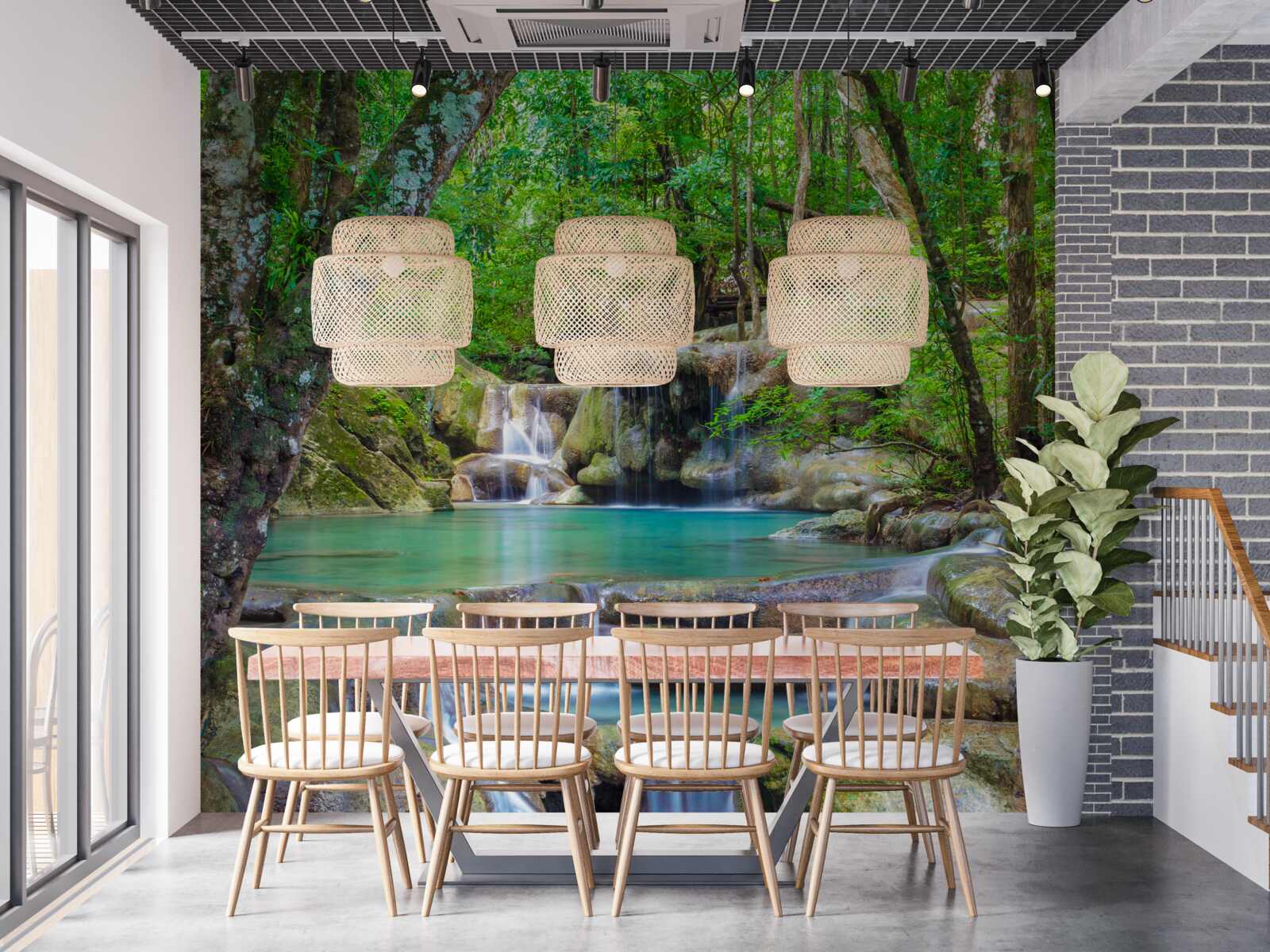 Papier peint petite cascade forestière