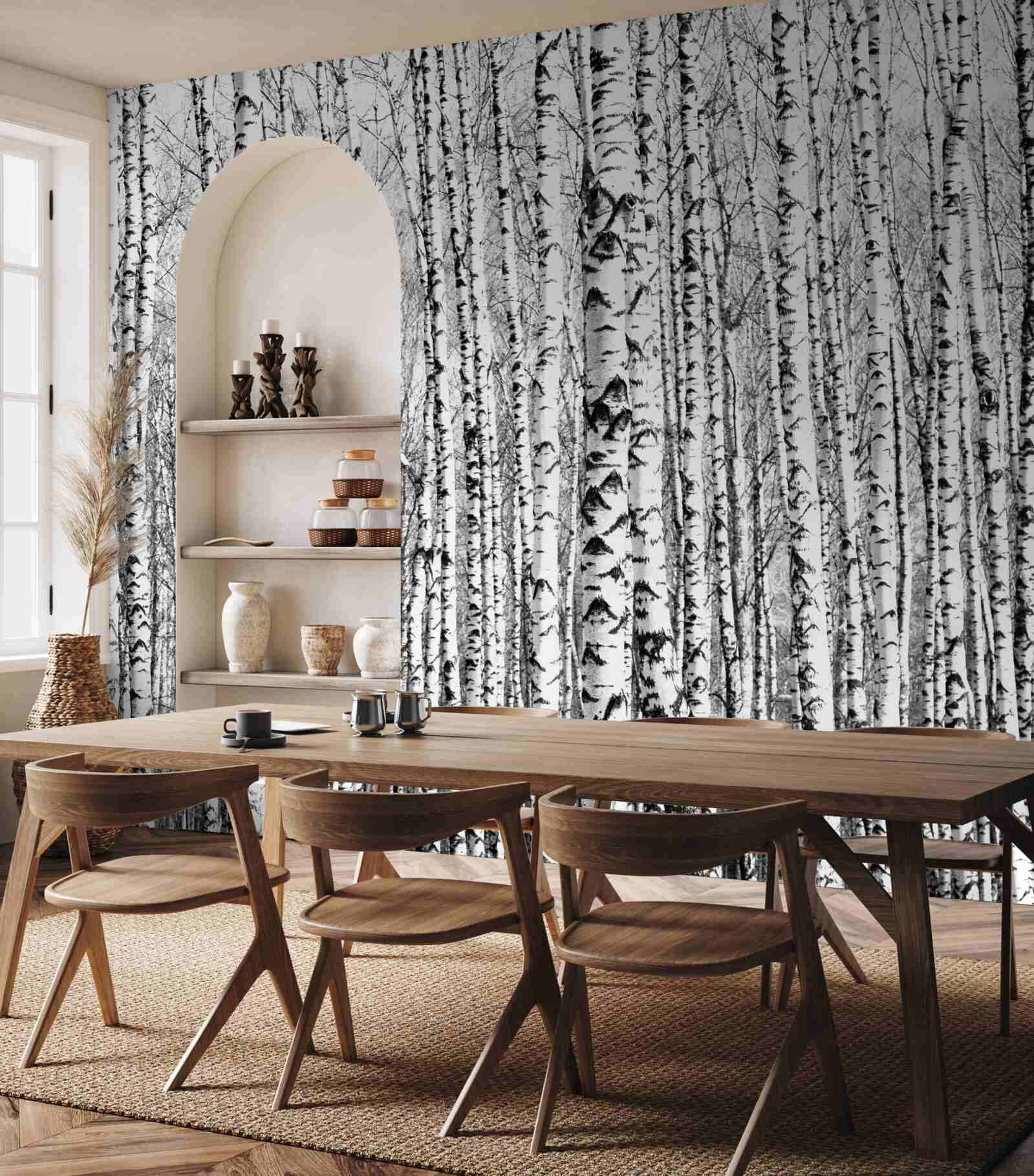 Papier peint de nombreux bouleaux