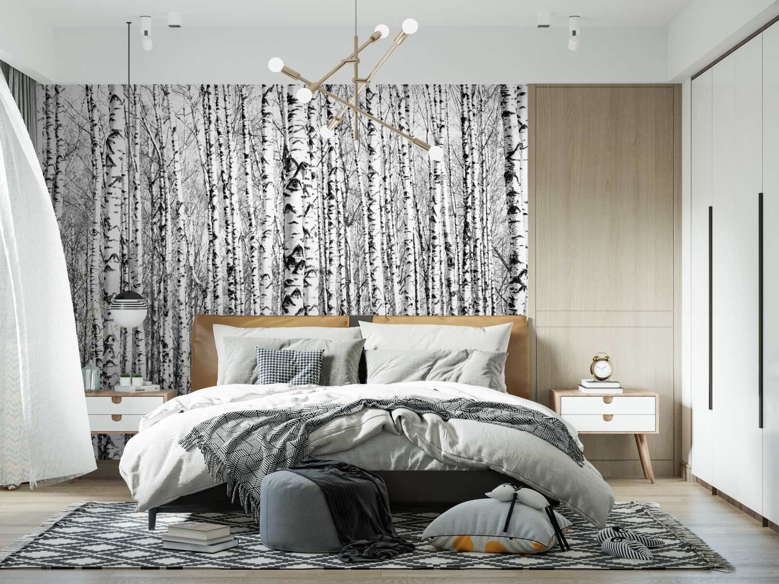 Papier peint de nombreux bouleaux