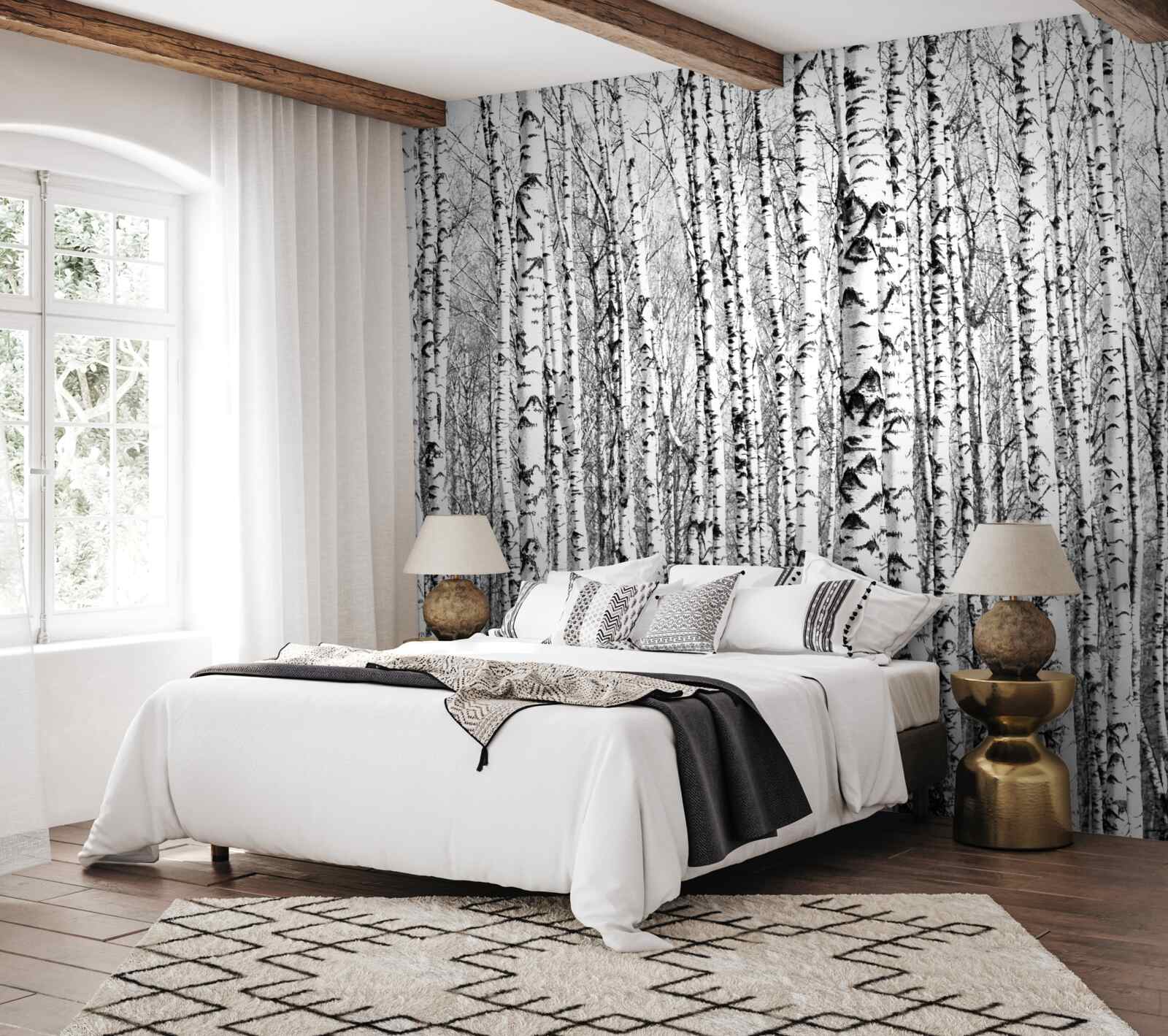 Papier peint de nombreux bouleaux