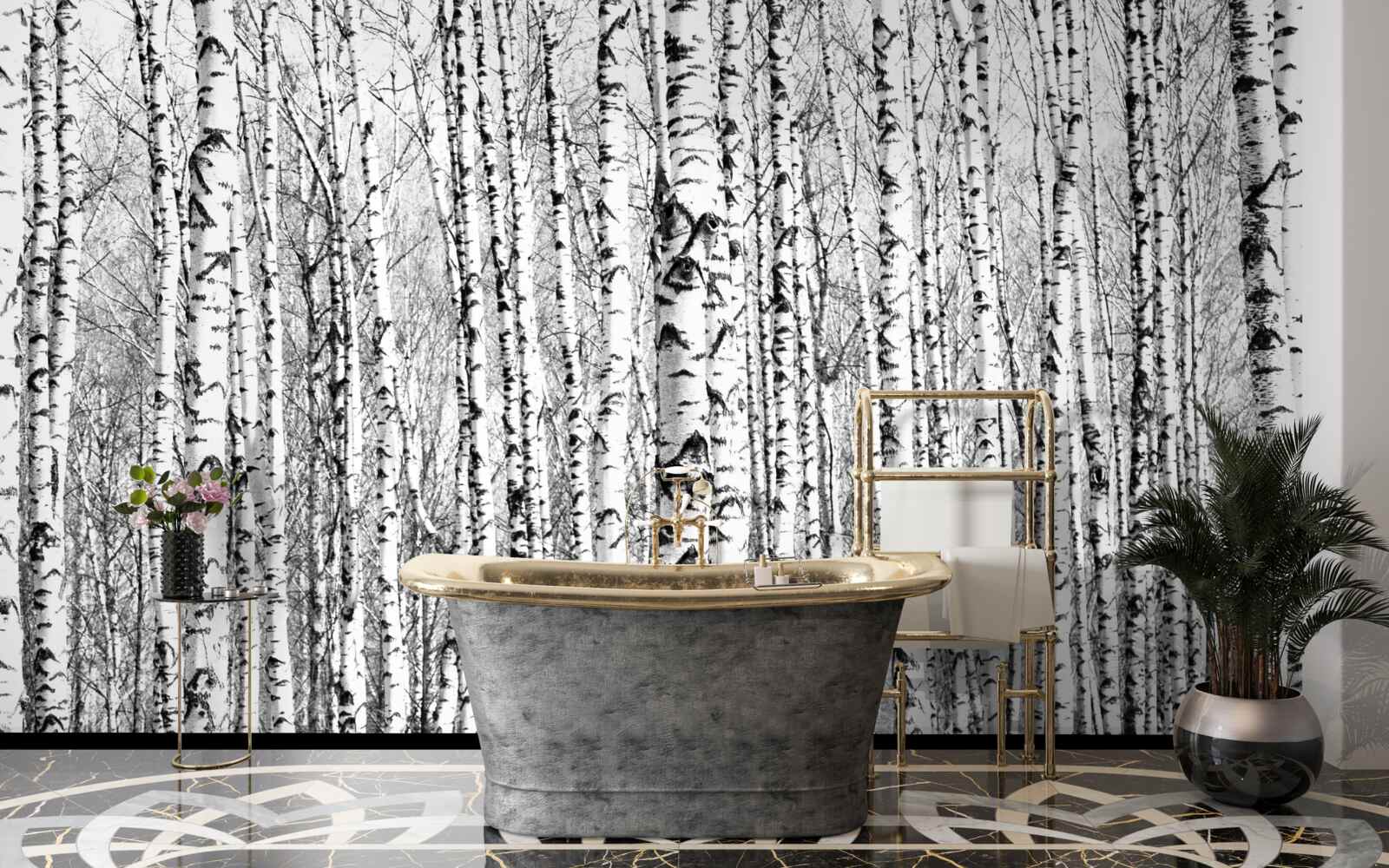 Papier peint de nombreux bouleaux