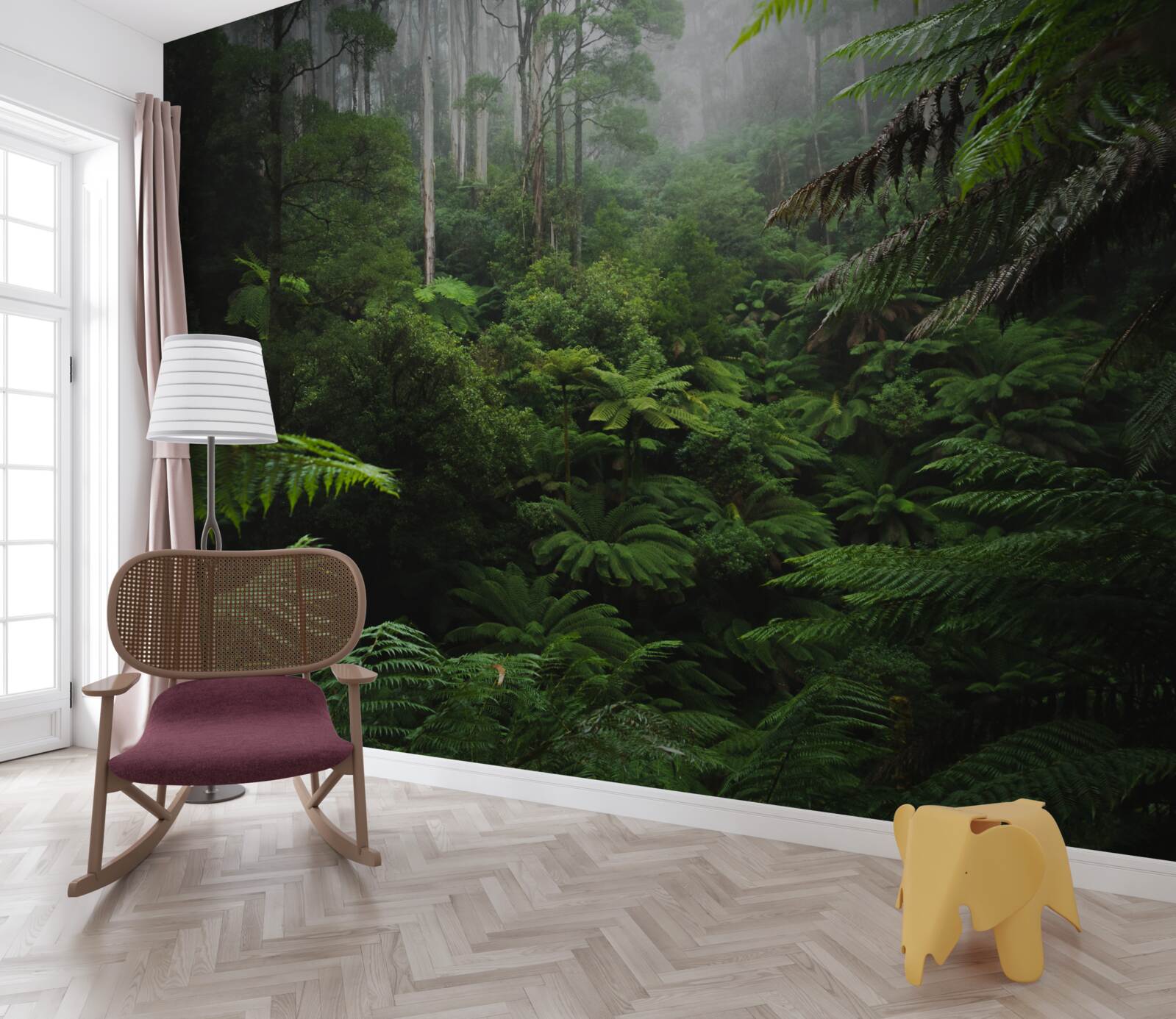 Papier peint forêt dense d'émeraude