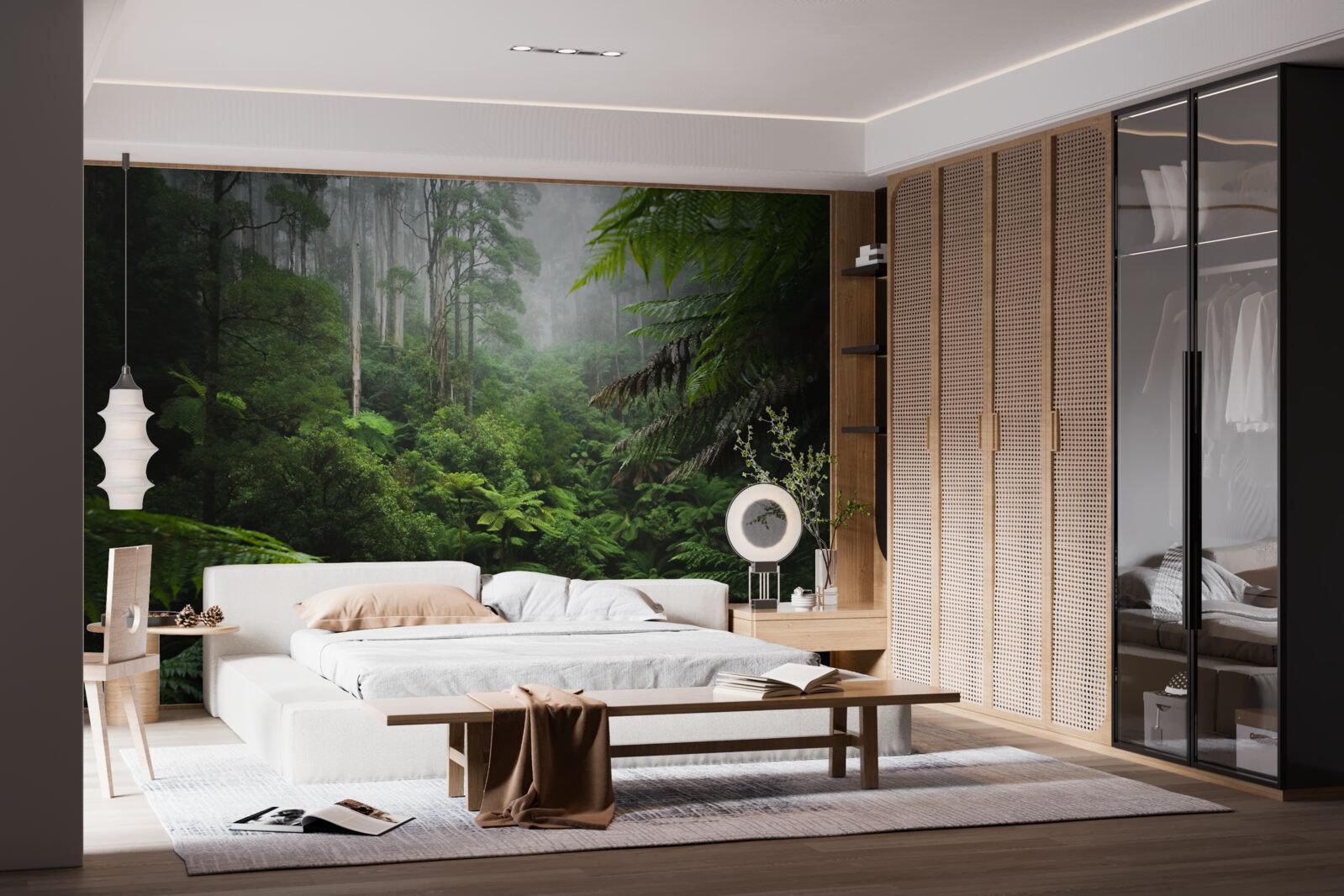 Papier peint forêt dense d'émeraude