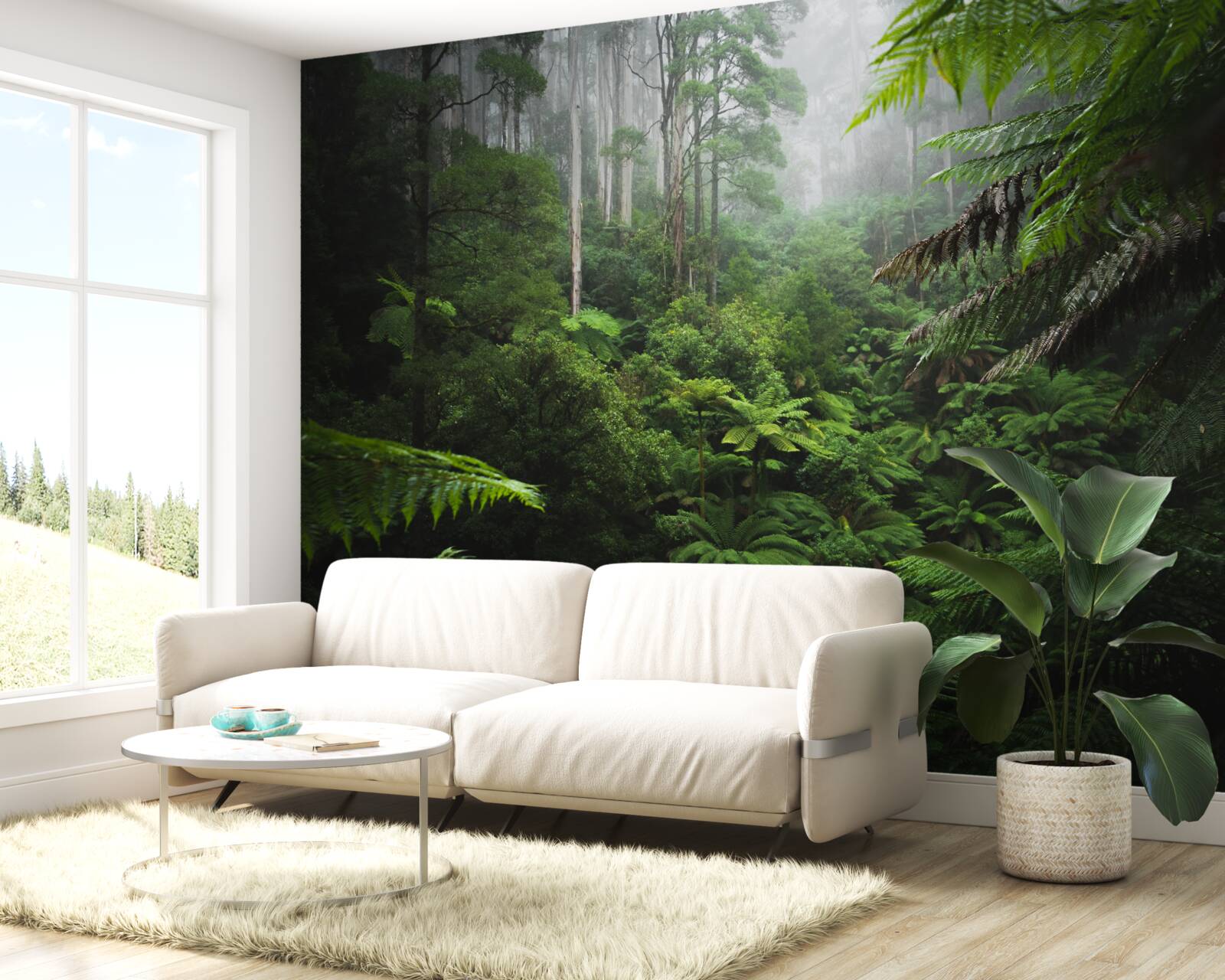 Papier peint forêt dense d'émeraude