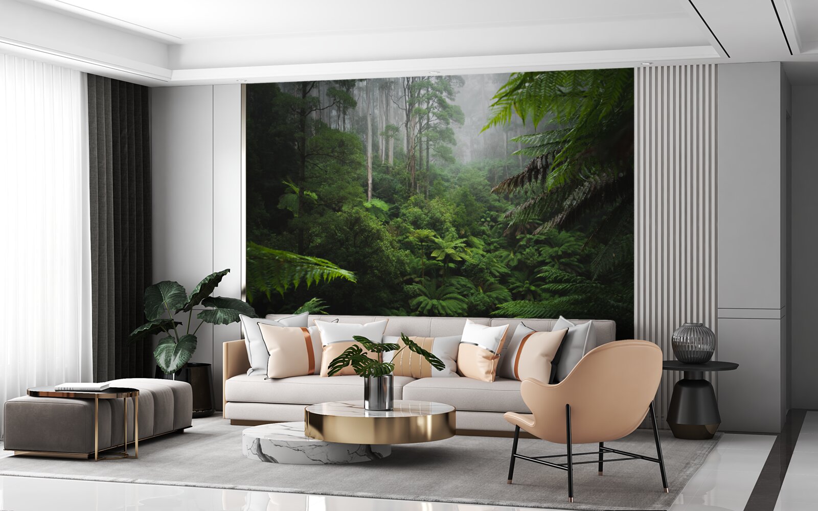 Papier peint forêt dense d'émeraude