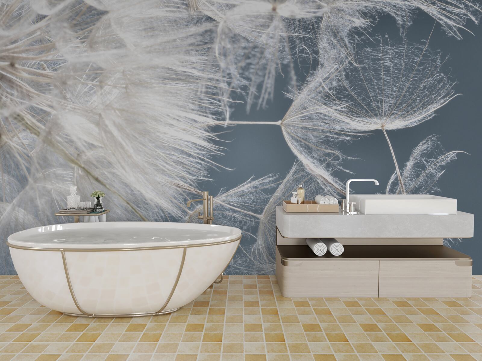 Papier peint macrophotographie de pissenlits