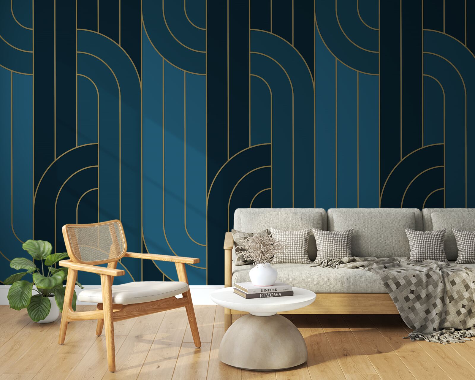 Papier peint les lignes bleu foncé qui sont interconnectées