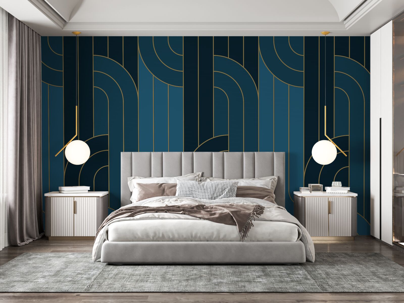 Papier peint les lignes bleu foncé qui sont interconnectées