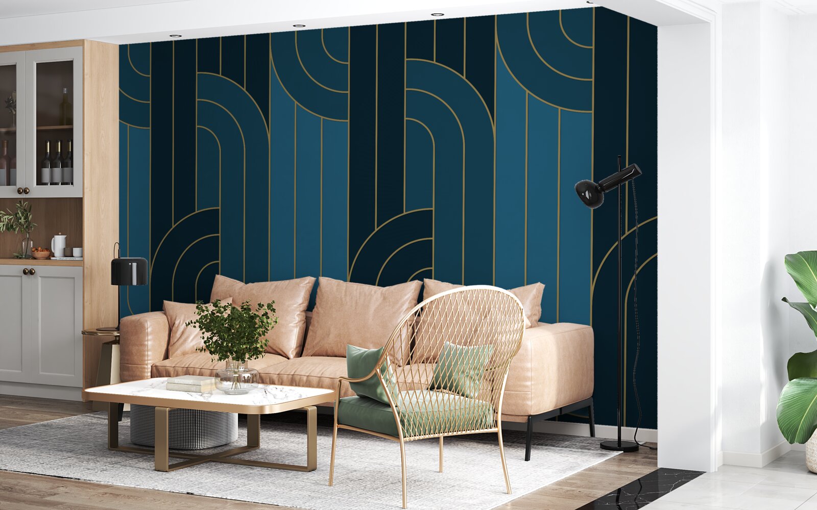 Papier peint les lignes bleu foncé qui sont interconnectées