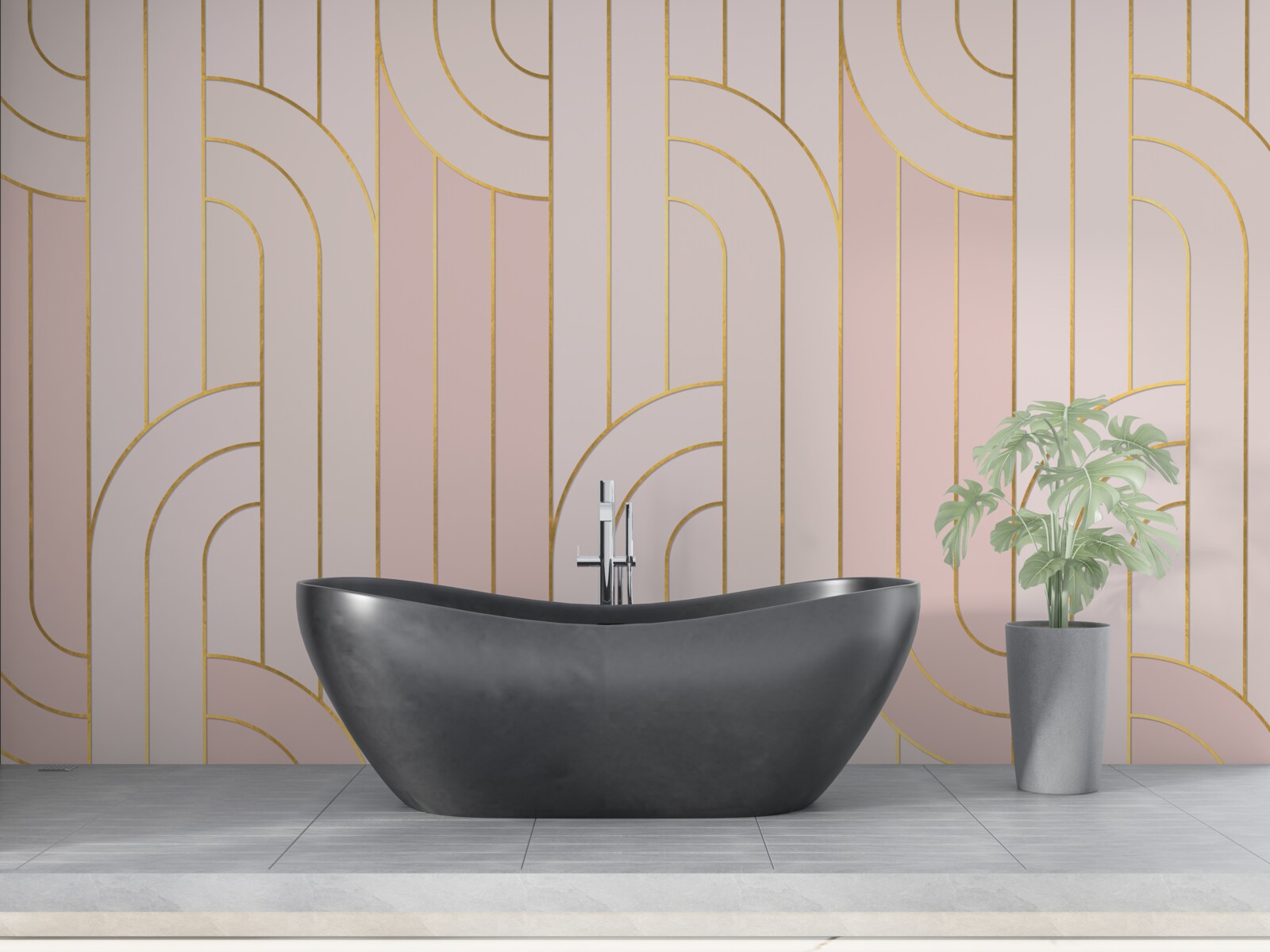 Papier peint lignes roses douces