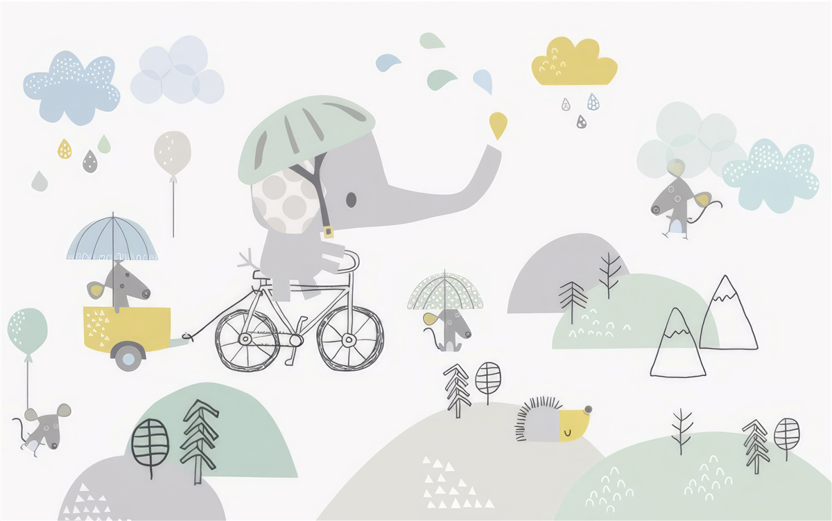 Papier peint d'autres animaux et un éléphant sur un vélo