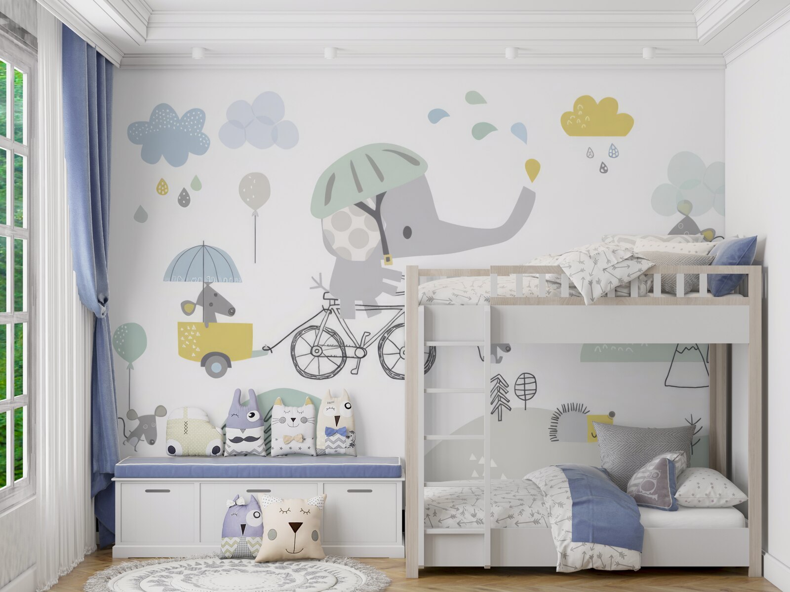 Papier peint d'autres animaux et un éléphant sur un vélo