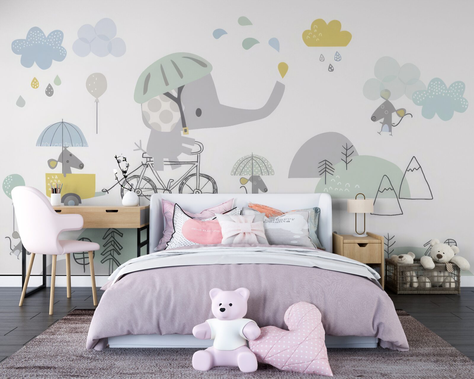 Papier peint d'autres animaux et un éléphant sur un vélo