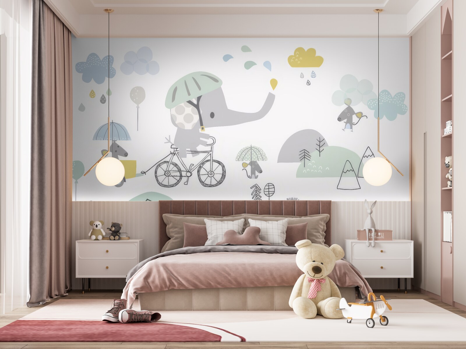 Papier peint d'autres animaux et un éléphant sur un vélo