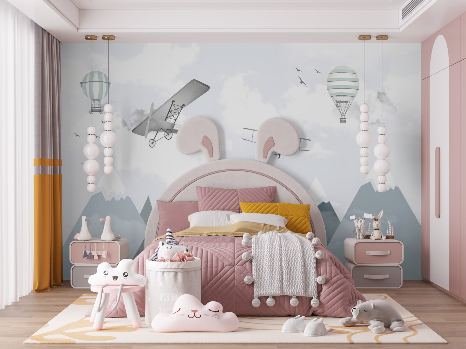 Papier peint avions et hélicoptères survolent les sommets des montagnes