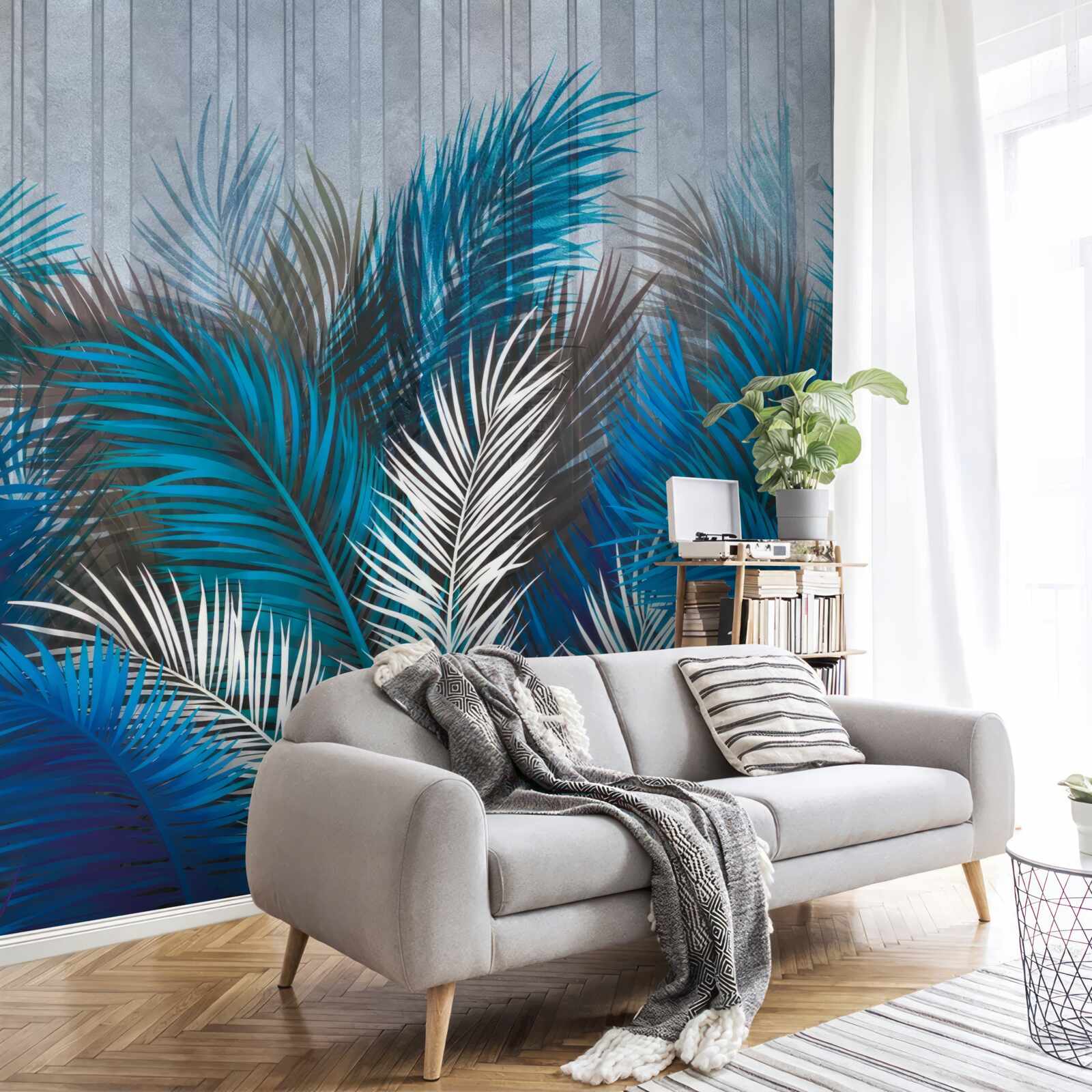 Papier peint feuilles de fougère de différentes couleurs