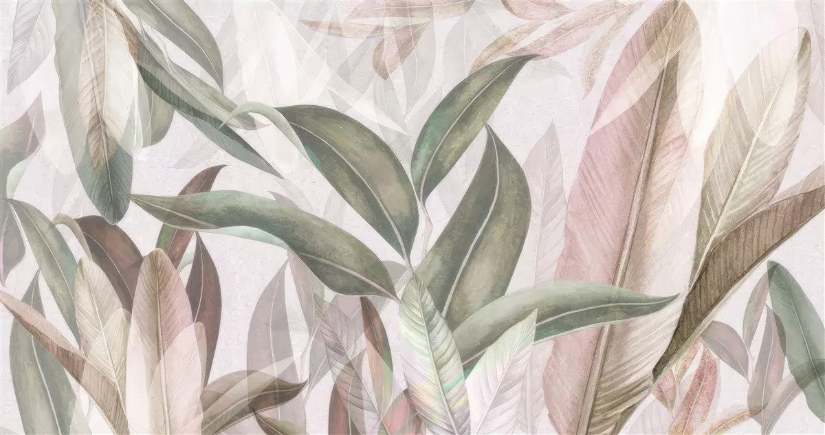 Papier peint Feuilles de formes et de types variés présentées dans la photo