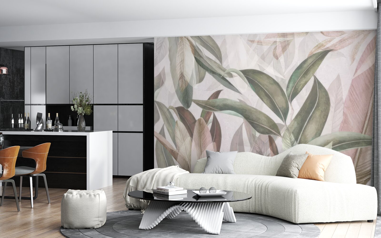 Papier peint Feuilles de formes et de types variés présentées dans la photo