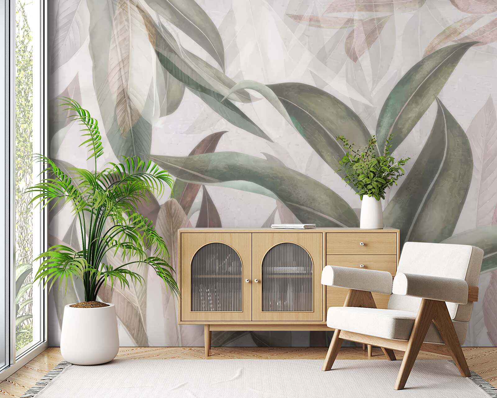 Papier peint Feuilles de formes et de types variés présentées dans la photo