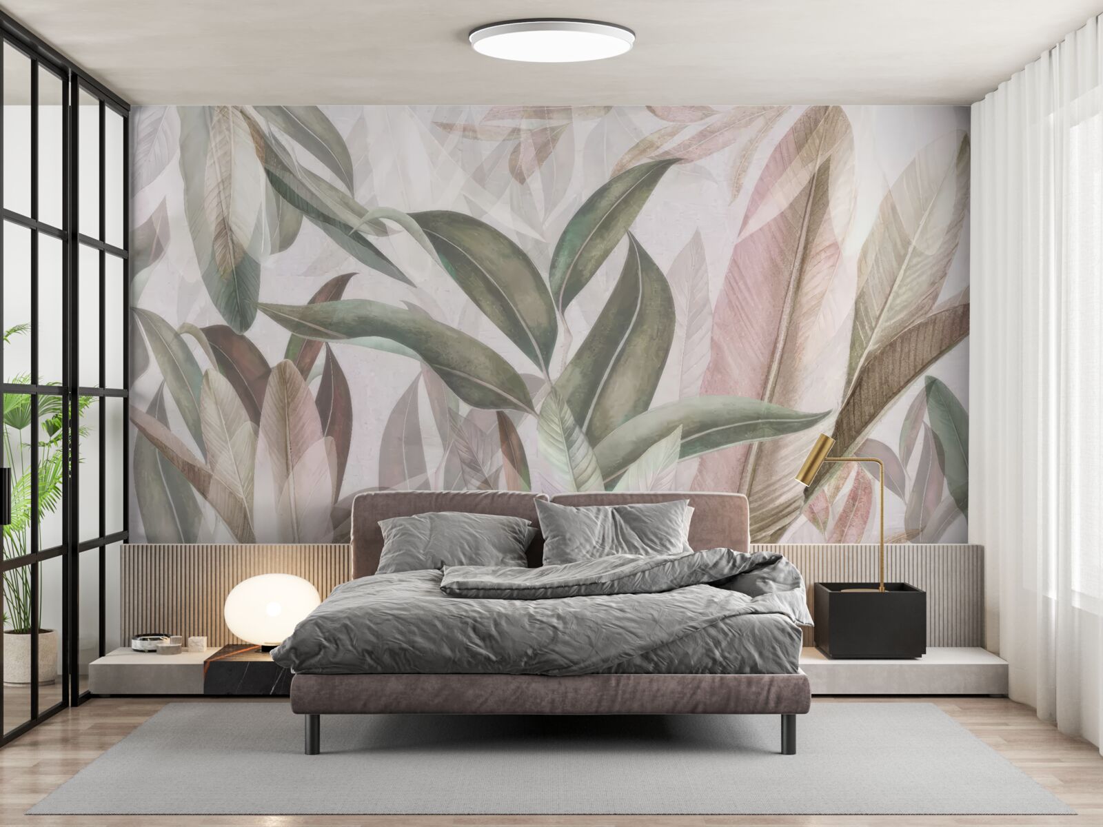 Papier peint Feuilles de formes et de types variés présentées dans la photo