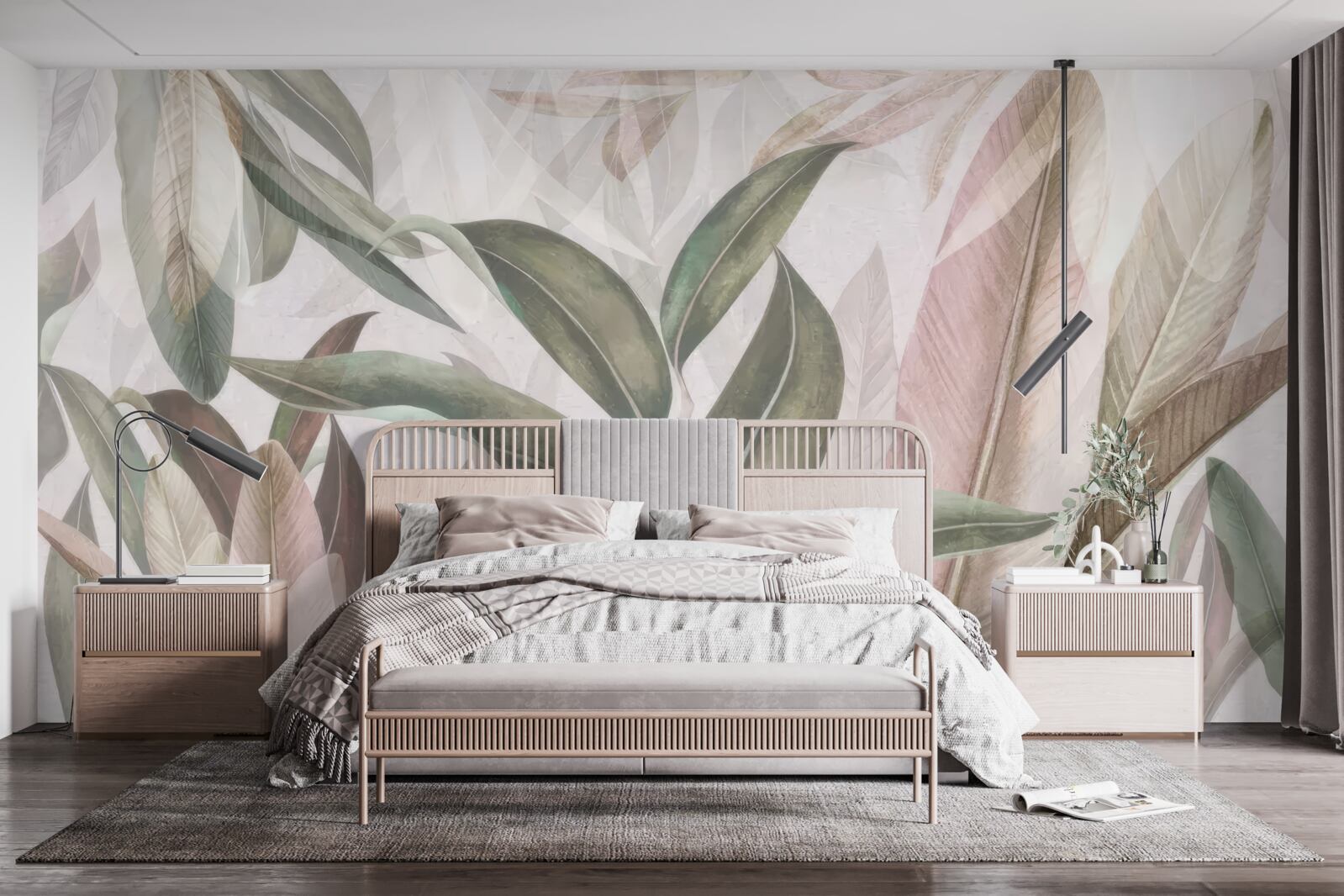 Papier peint Feuilles de formes et de types variés présentées dans la photo