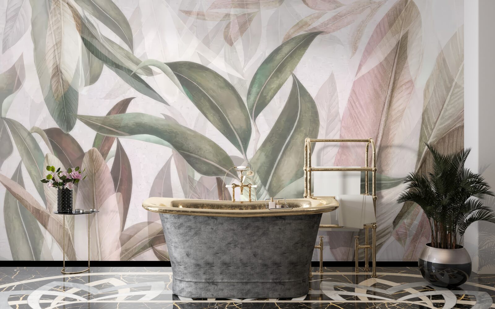 Papier peint Feuilles de formes et de types variés présentées dans la photo