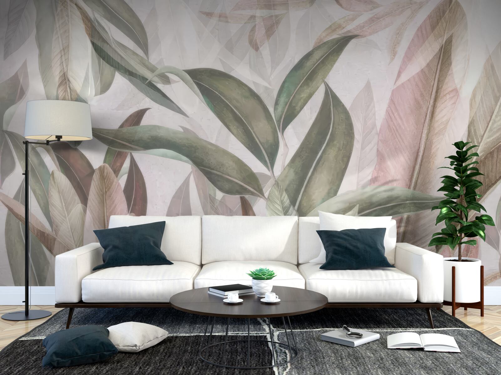 Papier peint Feuilles de formes et de types variés présentées dans la photo