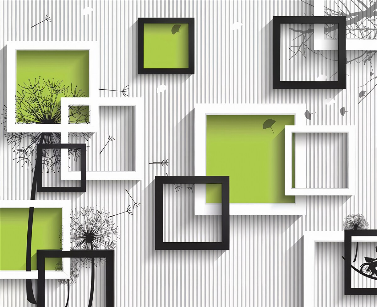 Papier peint les cadres sont en noir et blanc