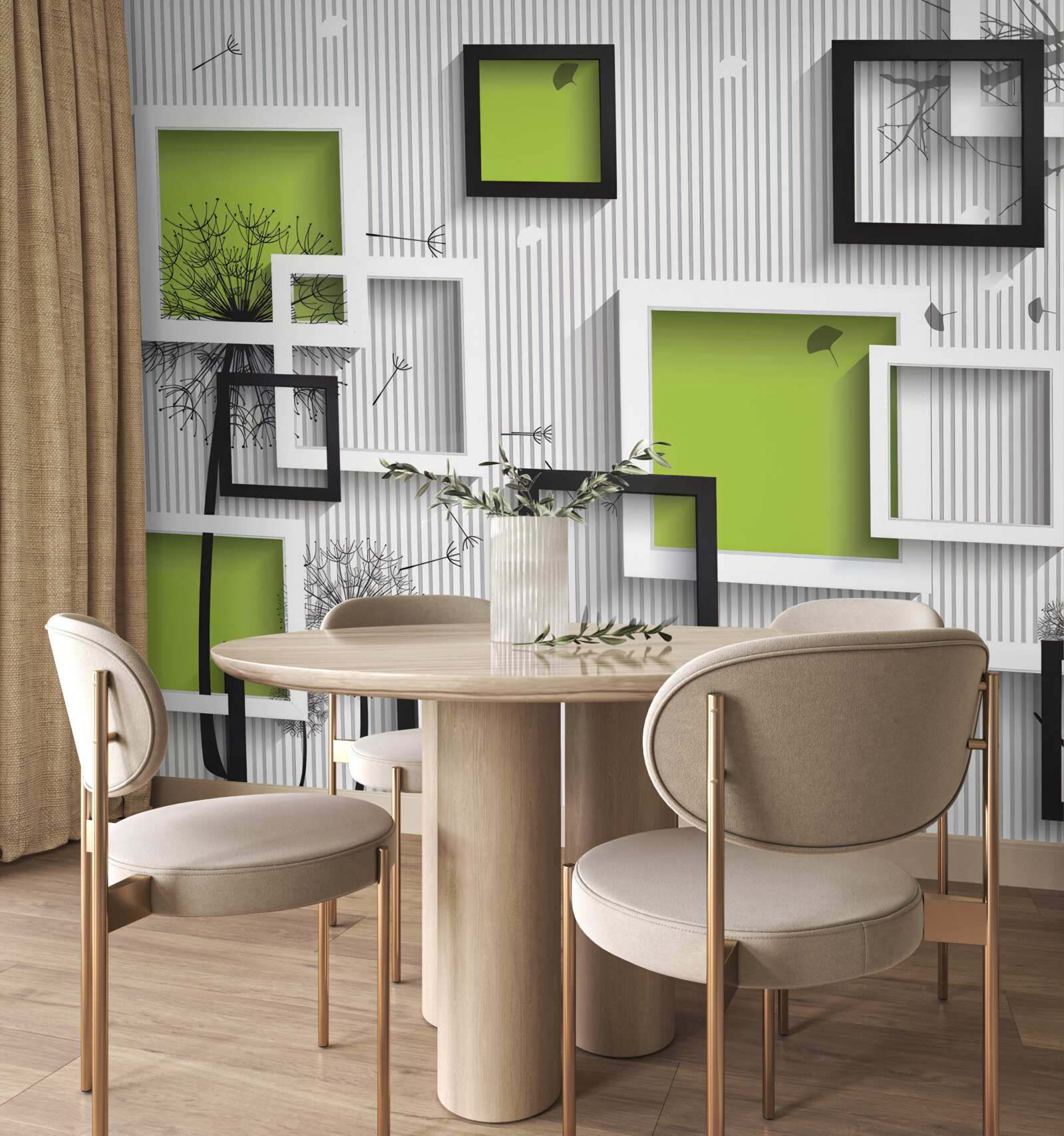 Papier peint les cadres sont en noir et blanc