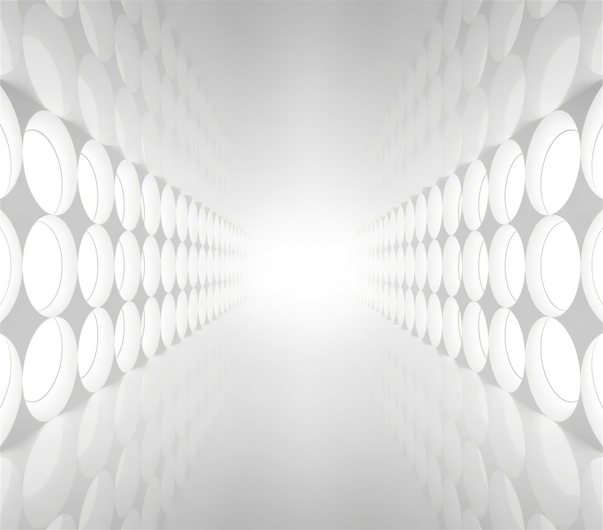 Papier peint le tunnel est blanc avec un éclairage au bout