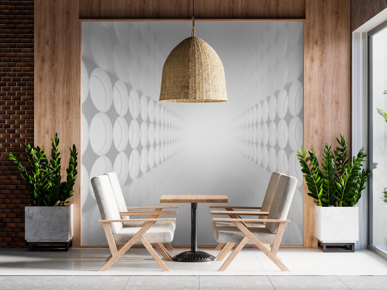 Papier peint le tunnel est blanc avec un éclairage au bout