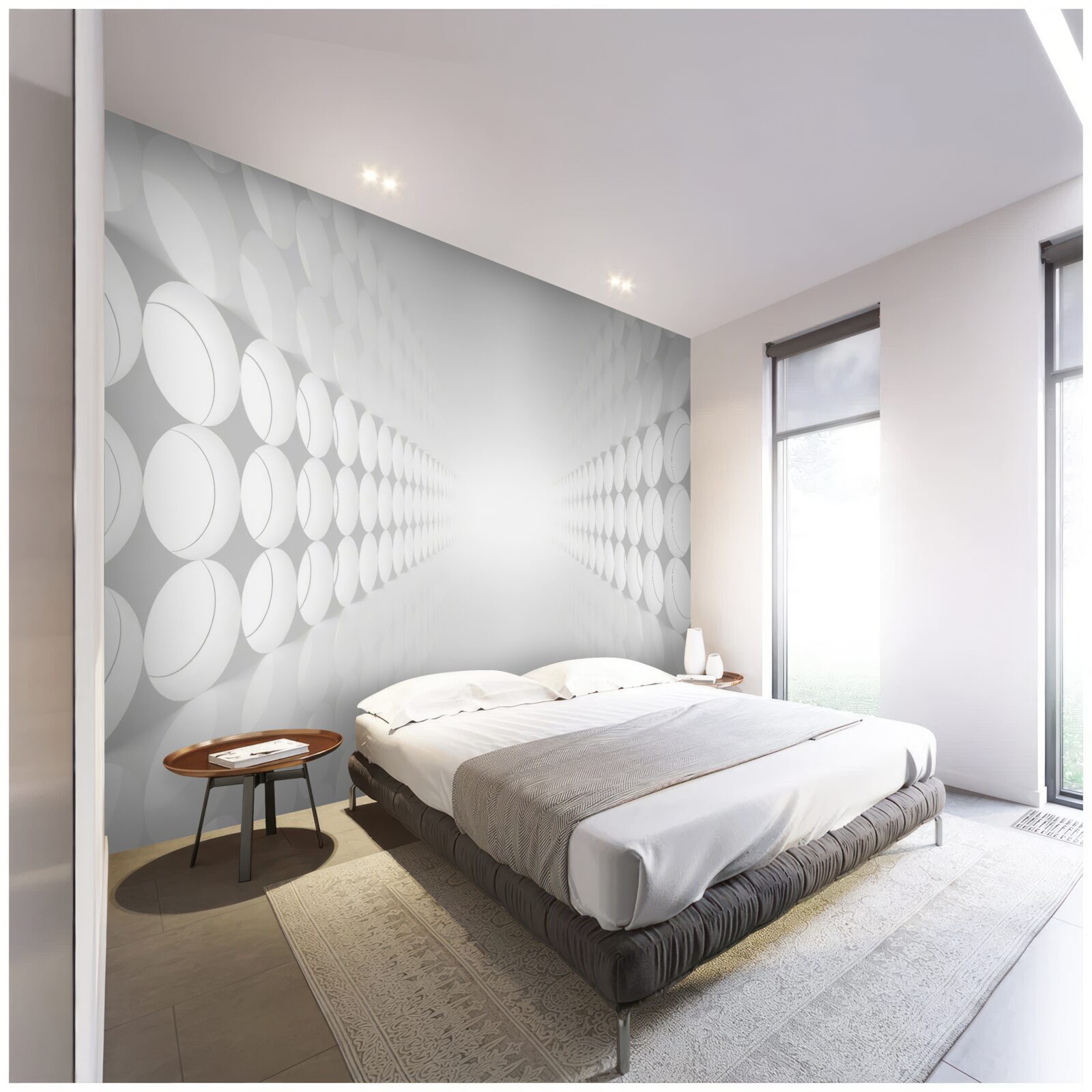 Papier peint le tunnel est blanc avec un éclairage au bout