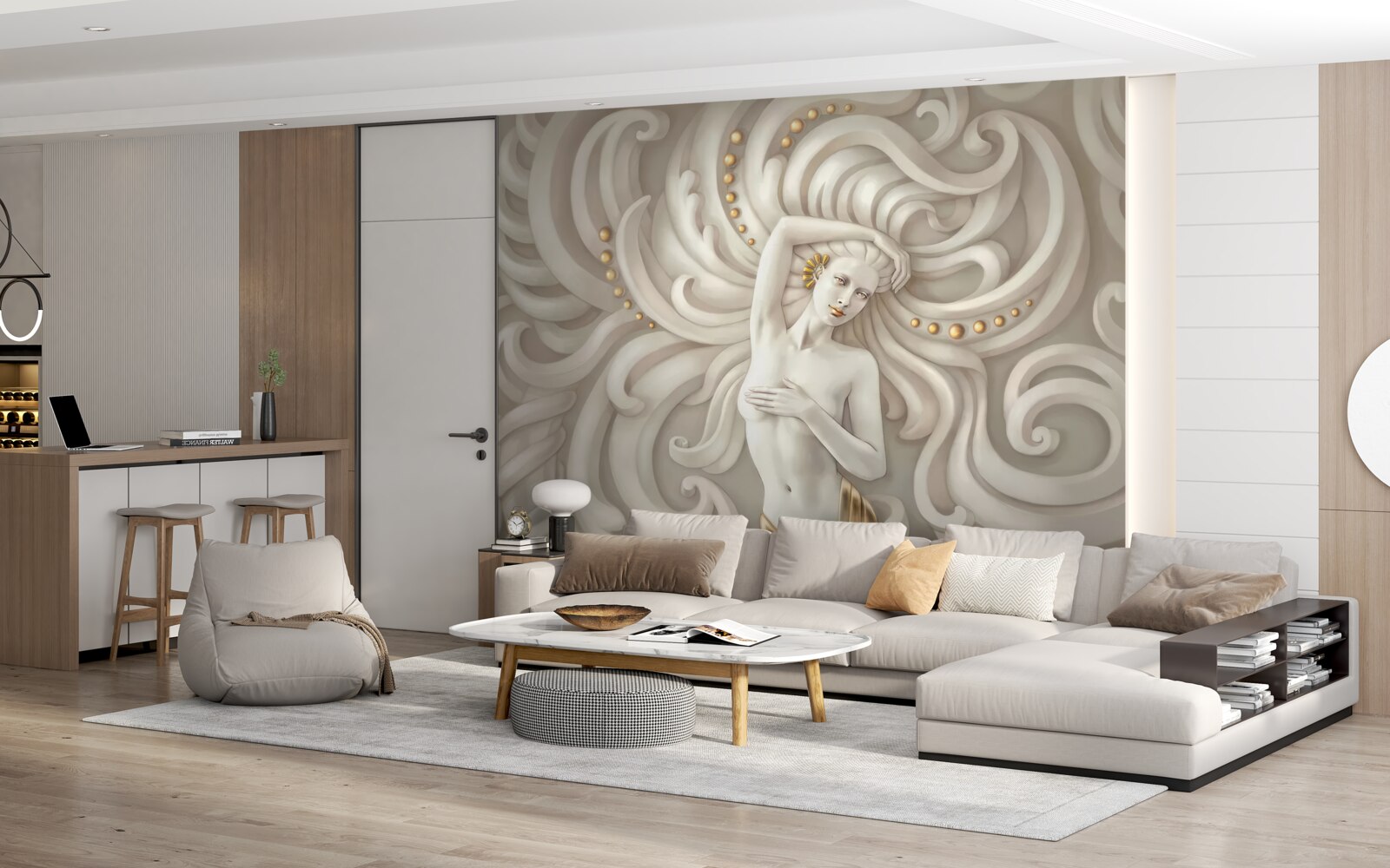 Papier peint fille nue à la peau pâle