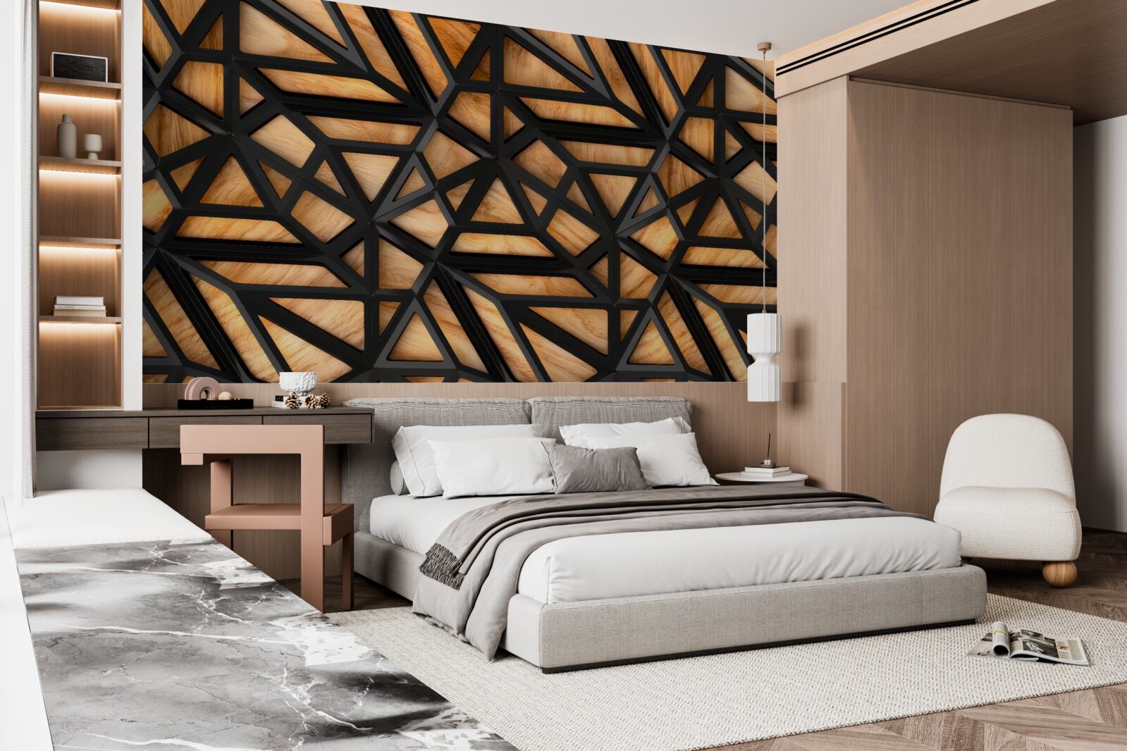 Papier peint lignes sombres sur fond brun