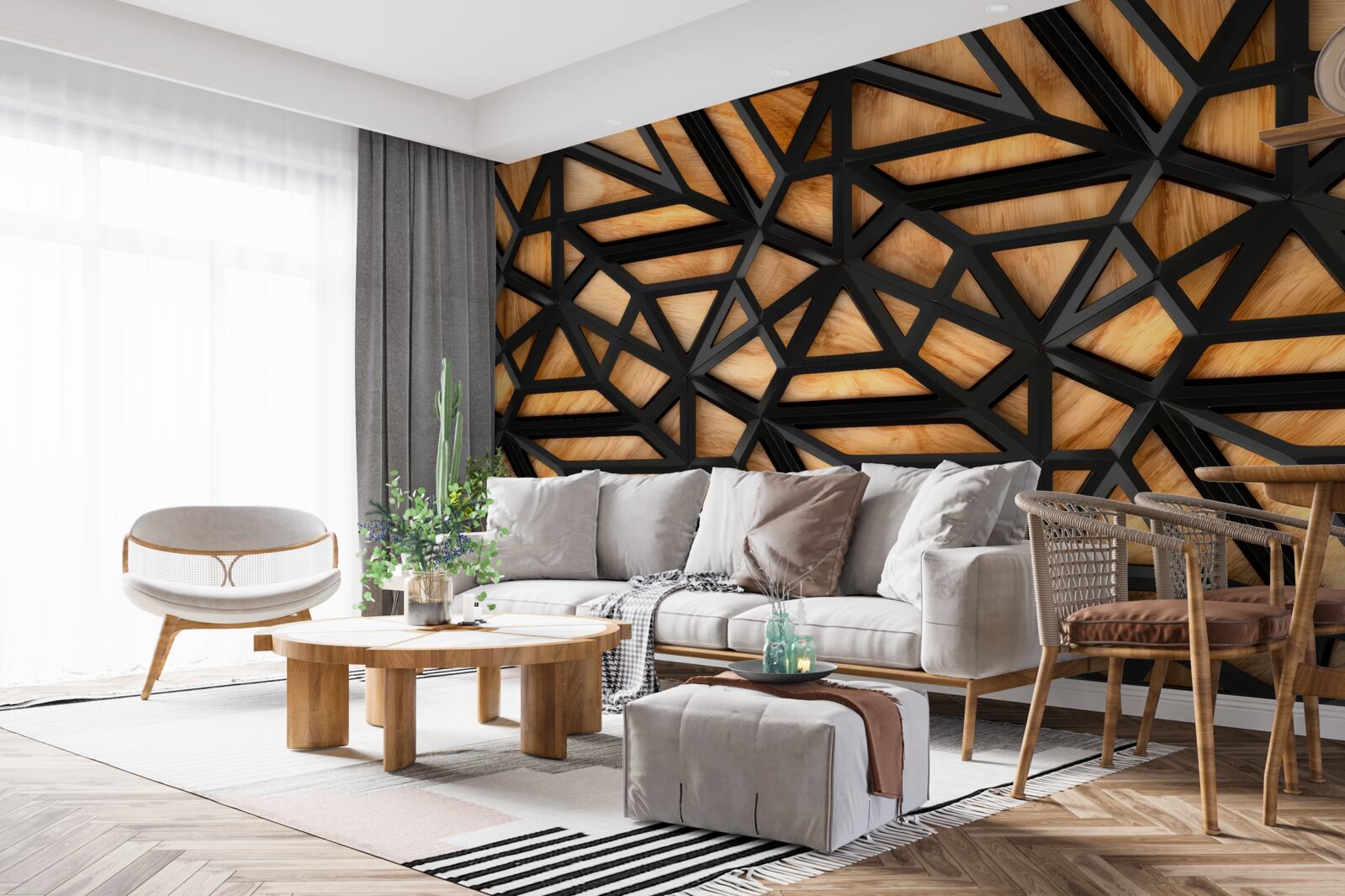 Papier peint lignes sombres sur fond brun