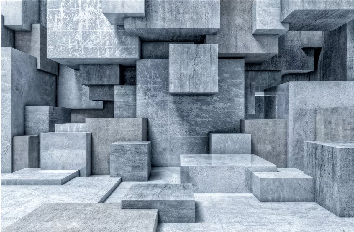 Papier peint cubes gris tridimensionnels