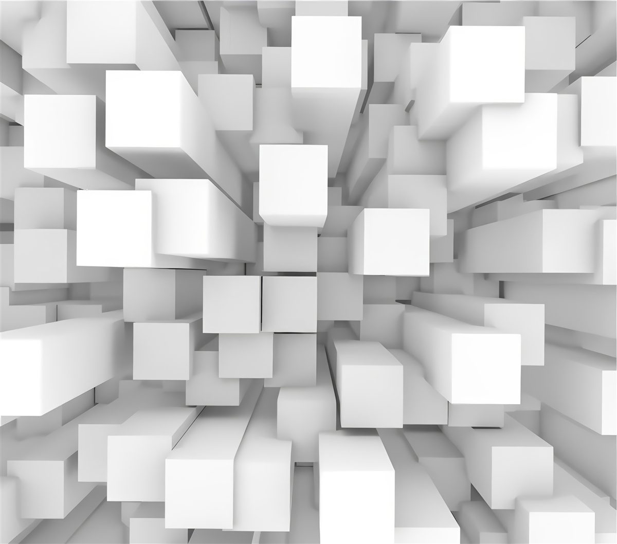 Papier peint parallélépipèdes blancs tridimensionnels