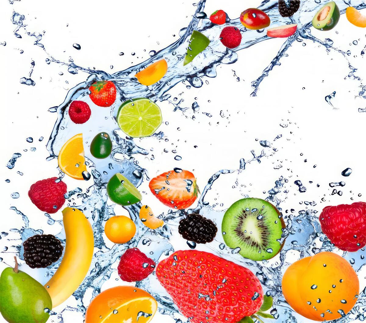 Papier peint couper les fruits et les mettre dans l'eau