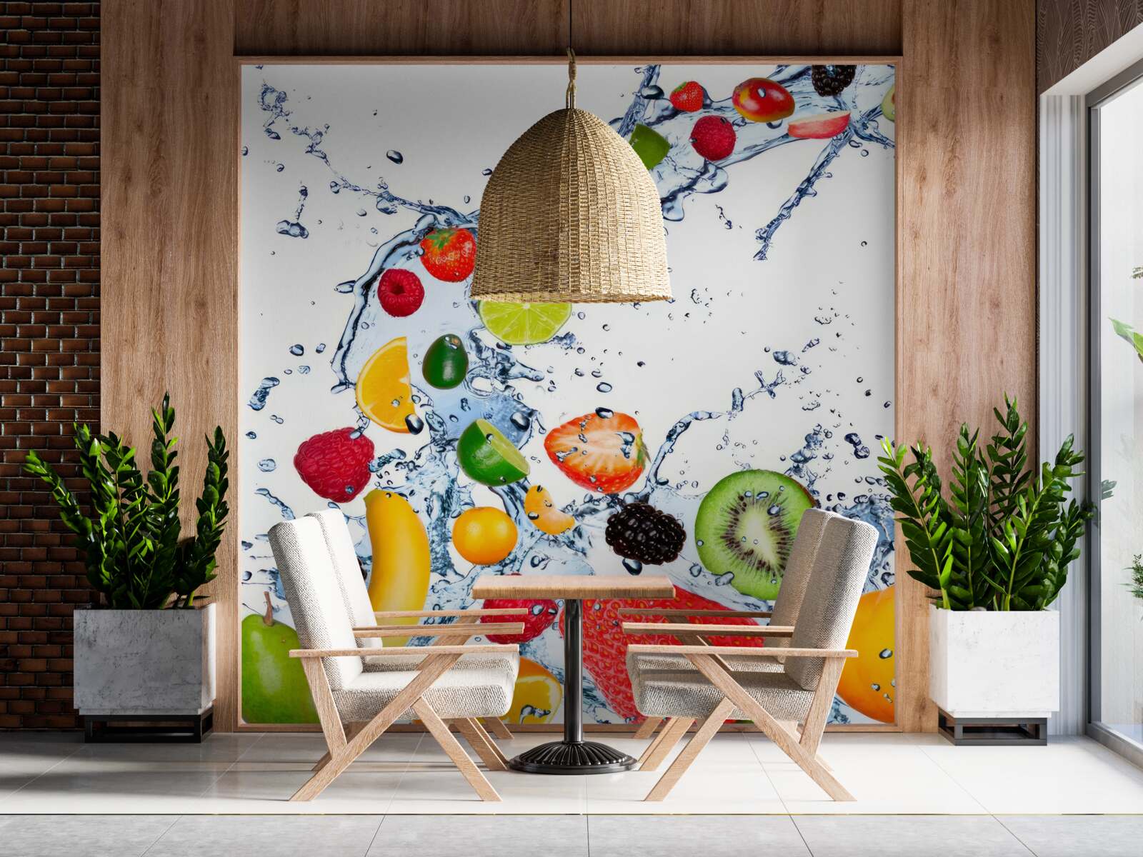 Papier peint couper les fruits et les mettre dans l'eau