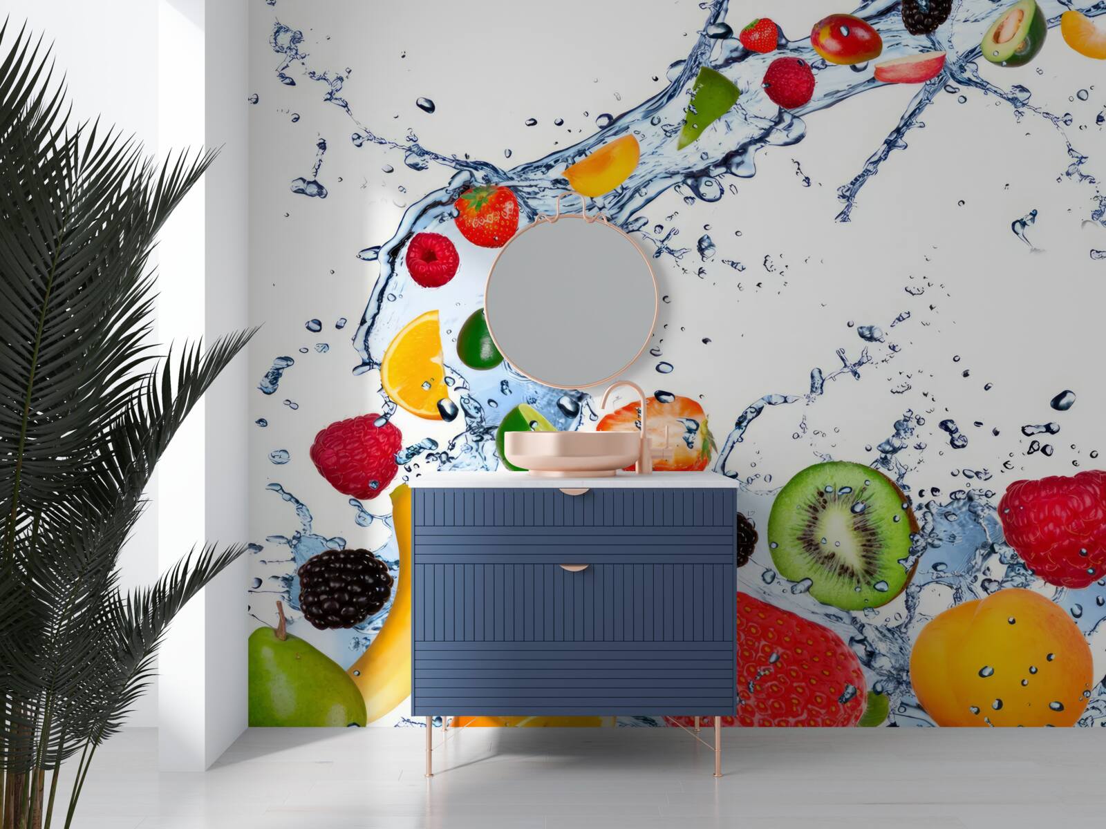 Papier peint couper les fruits et les mettre dans l'eau