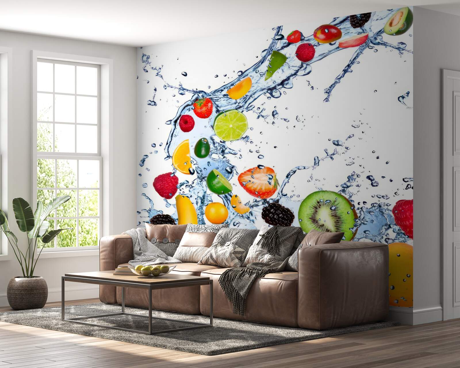 Papier peint couper les fruits et les mettre dans l'eau