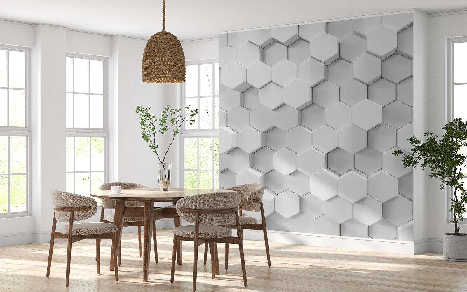 Papier peint de nombreux hexagones blancs