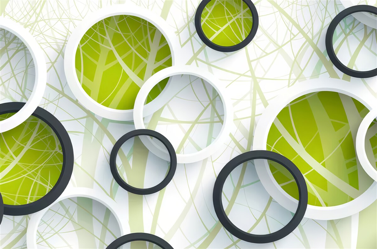 Papier peint fond composé de grands cercles noirs et blancs