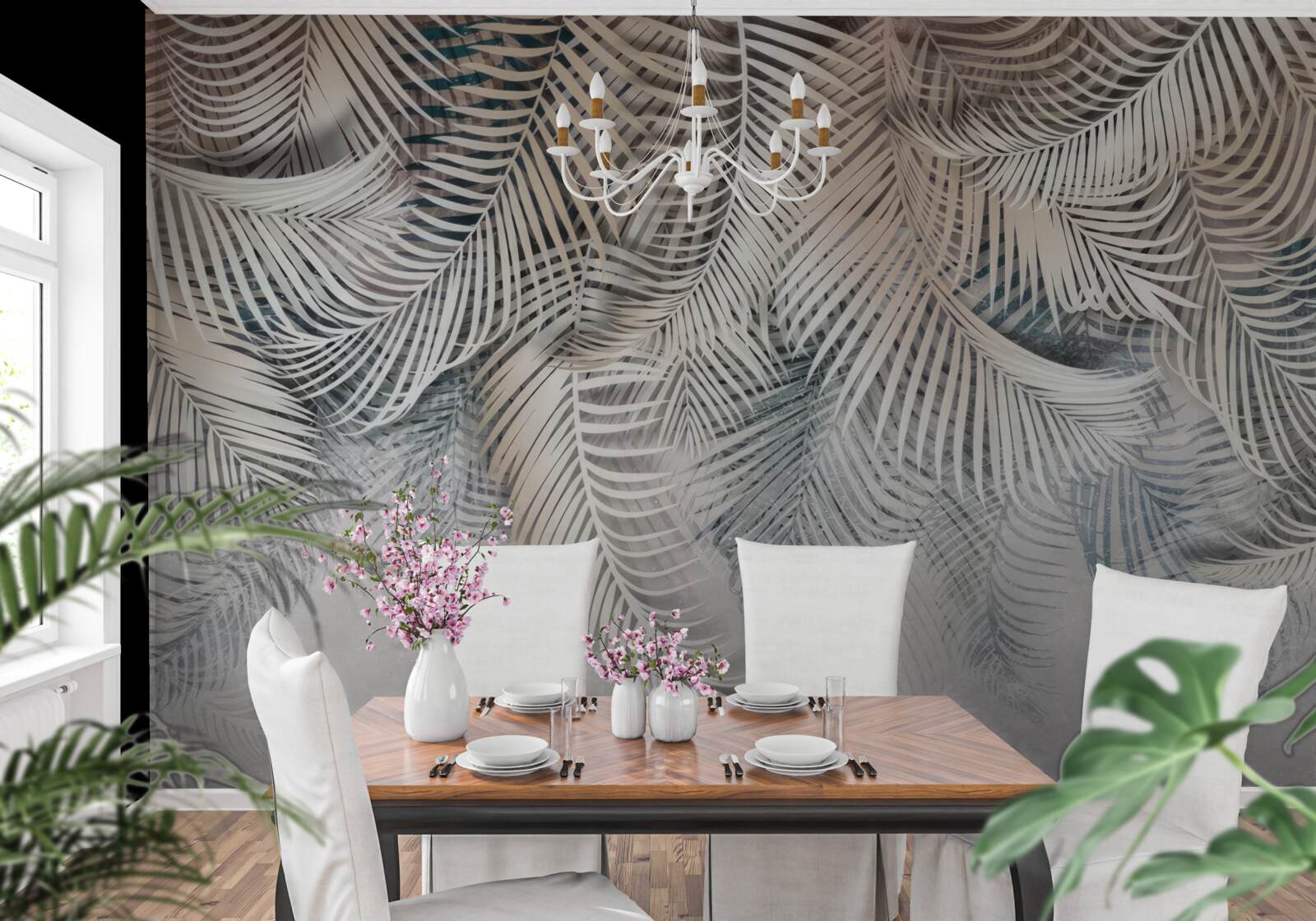 Papier peint les feuilles de fougères sont claires et brunes