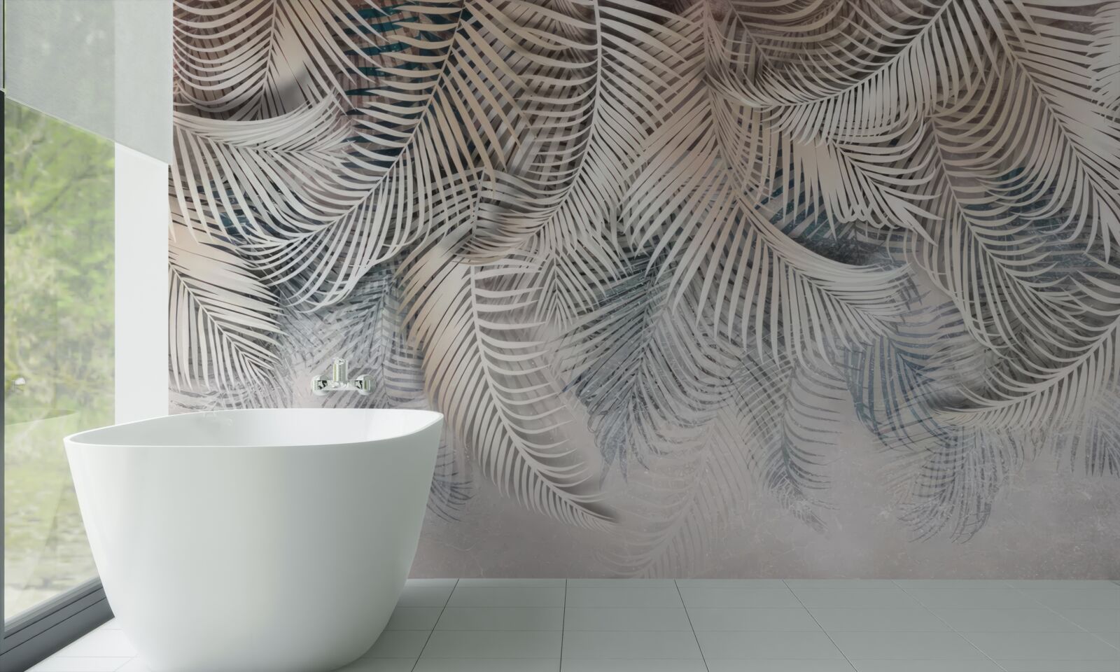 Papier peint les feuilles de fougères sont claires et brunes