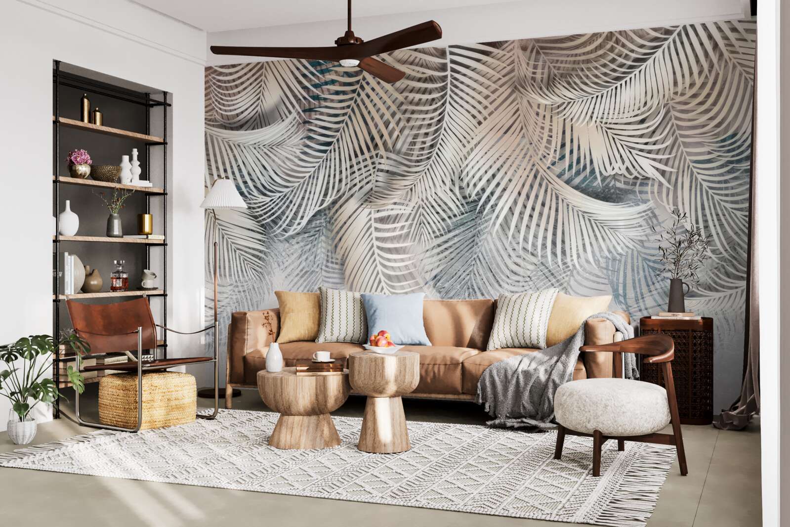 Papier peint les feuilles de fougères sont claires et brunes