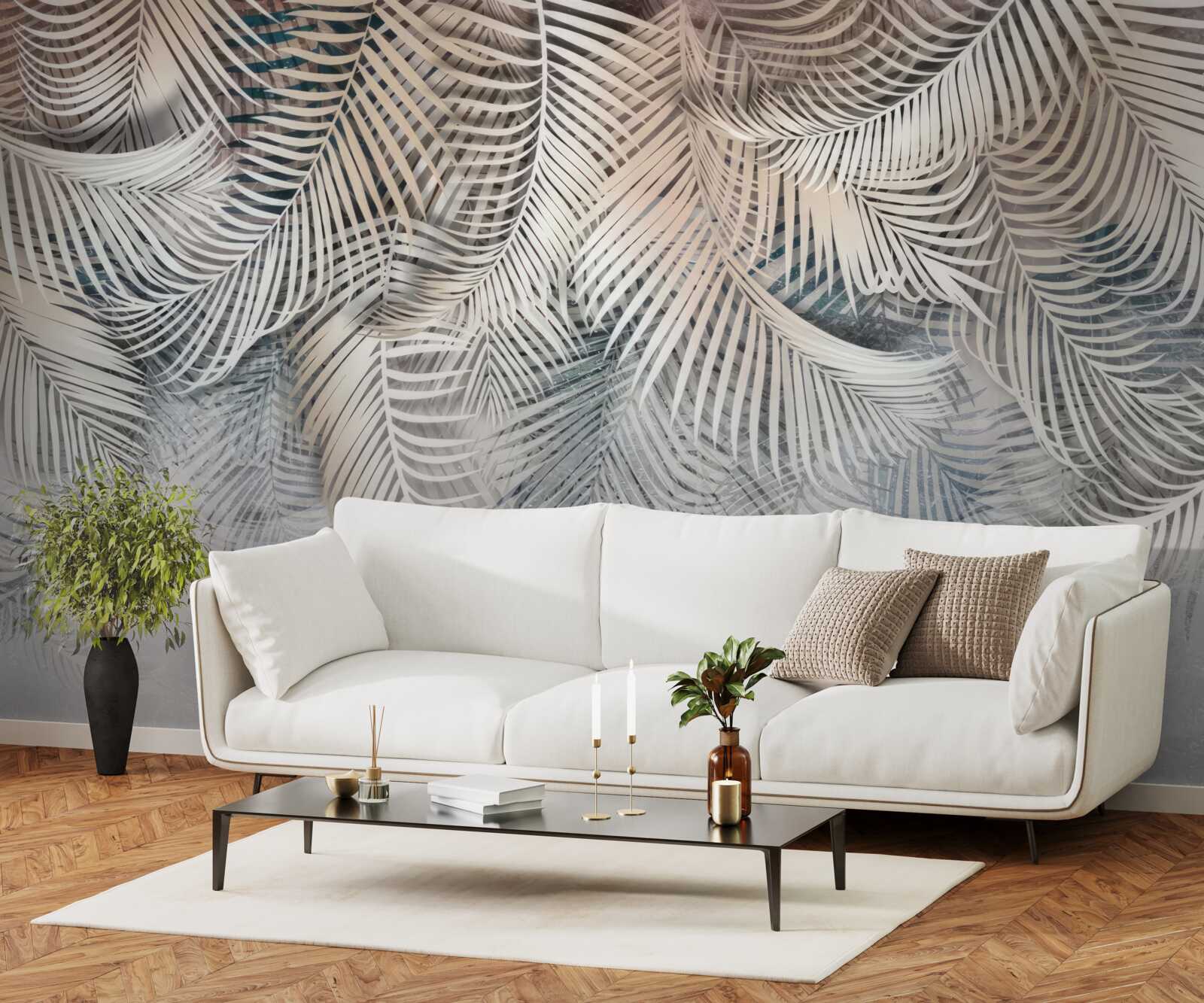 Papier peint les feuilles de fougères sont claires et brunes