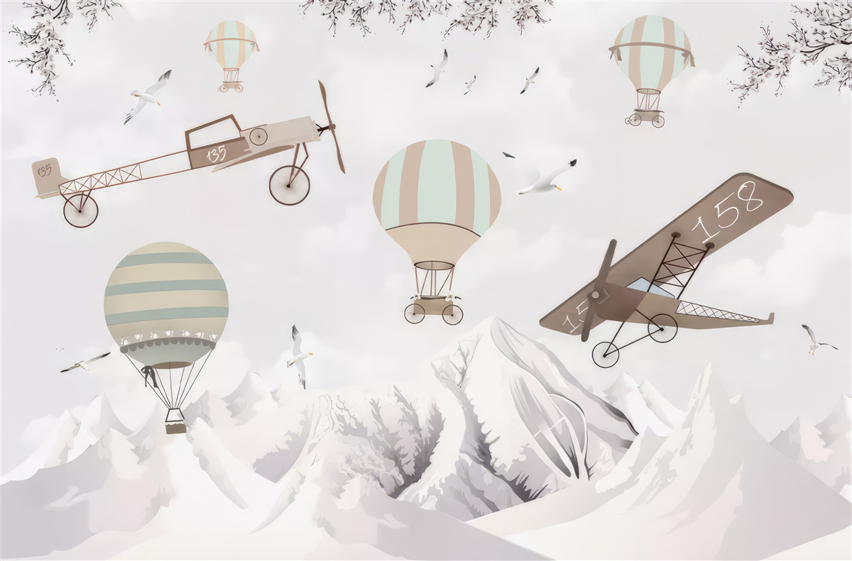 Papier peint divers avions survolent les montagnes
