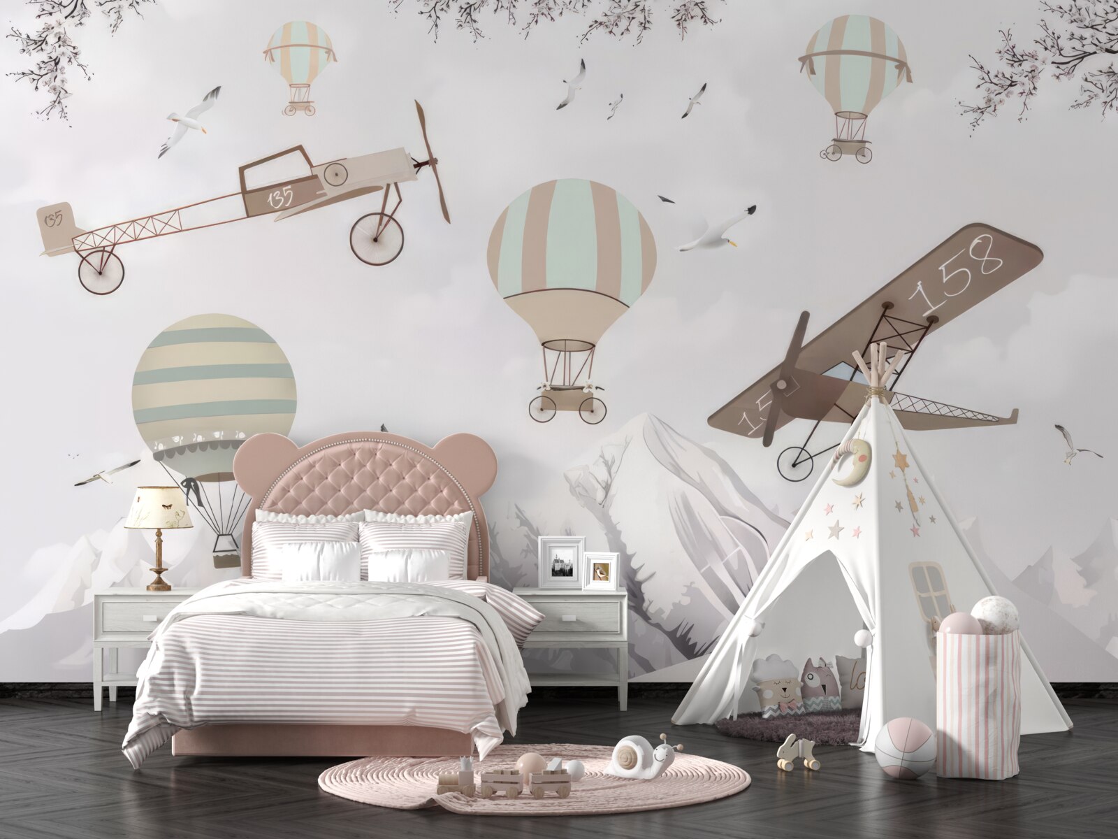 Papier peint divers avions survolent les montagnes